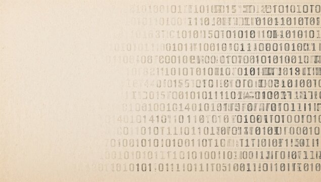 Sheet of paper displaying a textured binary code pattern, suitable for UI backdrop