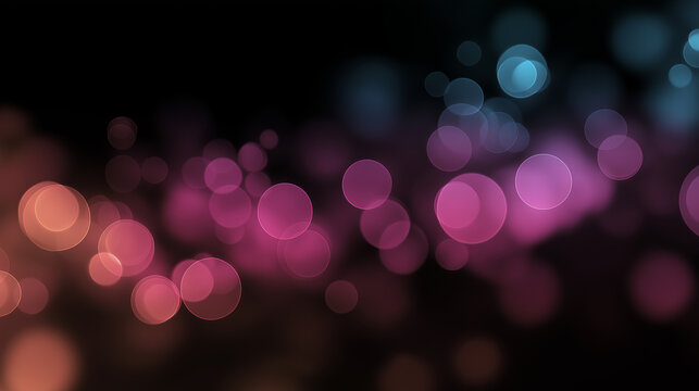 Colorful bokeh light circles on dark background