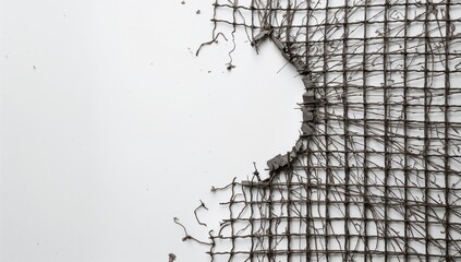 Damaged wire mesh with a hole, safety risk due to compromised integrity