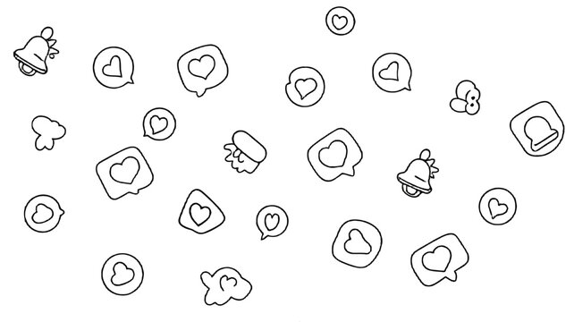 A collection of like and notification icons in a creative arrangement.