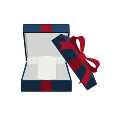 Open gift box with ribbon, perfect for celebration