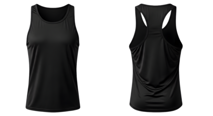 Black Athletic Tank Top Front and Back Views t-shirt