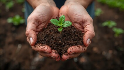 Seedlings emerging from rich soil, safeguarding agricultural practices, World Soil Day