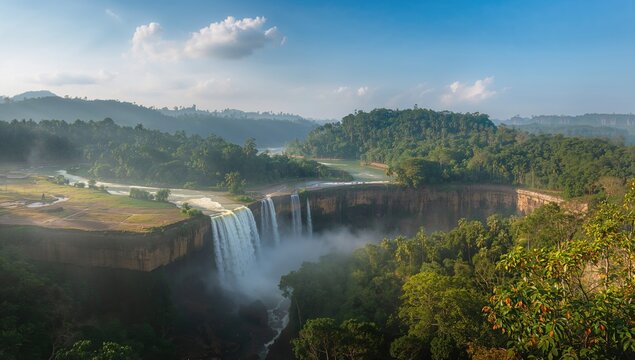 Tad Khamued waterfall cascading over rocks, showcasing natural beauty and accessibility