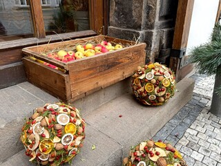 A box of apples as a decoration