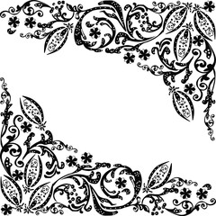 black two corners frame decorations on white background