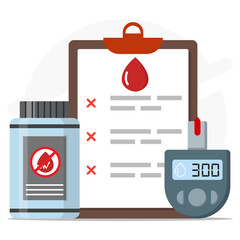 High blood glucose testing on glucometer. Taking medication to prevent blood sugar levels from rising.. Medical checkups and diabetes awareness concept. 