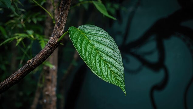 Green leaves on a black wall, enhancing urban aesthetics