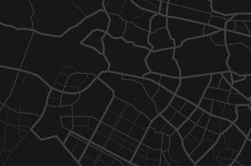 City map. Town streets. Downtown gps navigation plan. Abstract transportation scheme. Drawing scheme town, gray line road on black background. Urban pattern texture. Vector