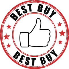 Red Stamp With Thumbs Up And Best Buy Text On White Background approval