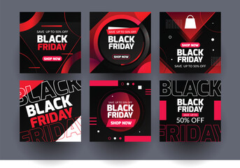 neon black friday instagram posts vector design illustration