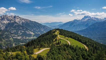 Mountains and trails stretching into the horizon, ideal for outdoor exploration