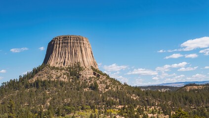 Devils Tower National Monument, showcasing natural erosion and geological features