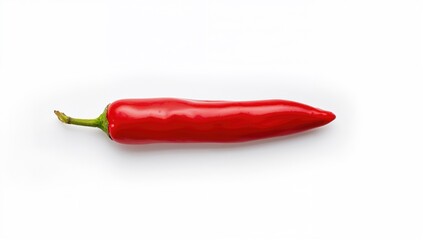 Red chili pepper against a white backdrop, a healthy vegetable choice for culinary uses