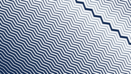 Blue and White Zigzag Stripes Line Abstract Background with Modern Dynamic Geometric Pattern Design