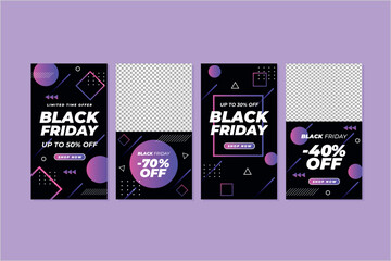gradient black friday instagram stories vector design illustration