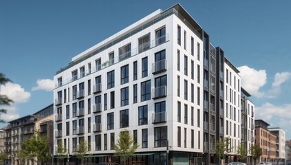 Modern residential complex, highlighting urban density