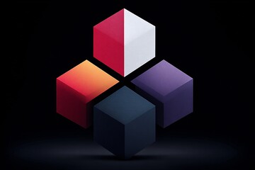 Abstract geometric cubes in vibrant colors on dark background