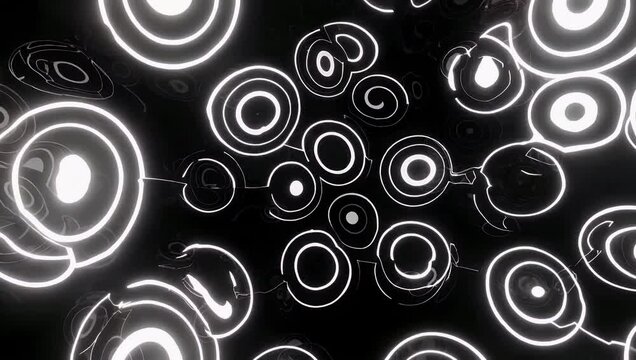 A striking high quality 4K stock video featuring a black and white geometric pattern composed of overlapping circles making it perfectly suitable for modern graphic design projects detailed fabric