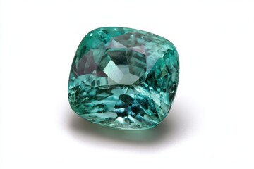 Fototapeta premium Cushion-Cut Paraiba Tourmaline Gemstone on Pristine White Background