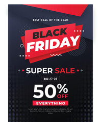flat vector design illustration black friday flyer template