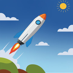 Rocket launch into space in vector format