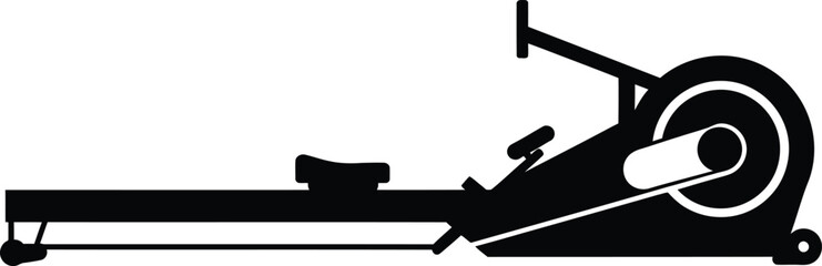 Rowing machine illustration for full body cardio and endurance fitness training Vector silhouette