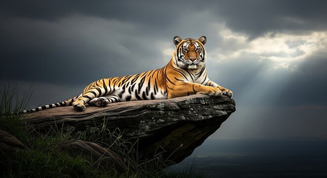 Bengal tiger, a striped feline predator, in the wild jungle water - Powered by Adobe