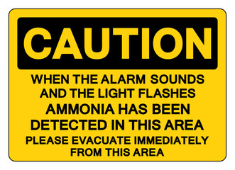 Caution Ammonia Has Been Detected In This Area Symbol Sign, Vector Illustration, Isolate On White Background, Label.EPS10