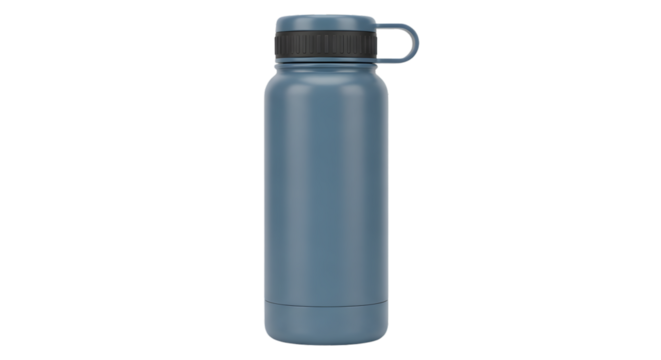 Blue Insulated Water Bottle With Black Lid metal flask