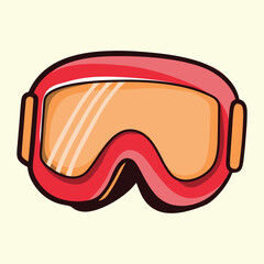Sport Goggles Vector Isolated Illustration on Plain Background in Cartoon Style