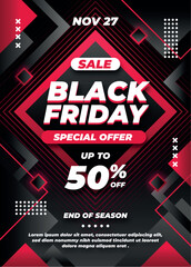 flat vector design illustration black friday flyer template