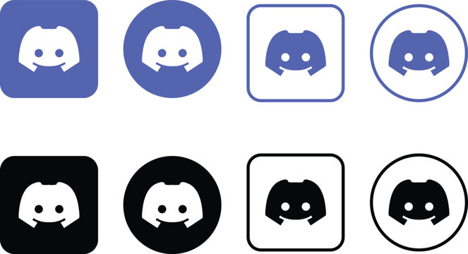 Discord Logo Icon Set. Voice Chat and Online Community Symbols. Gaming Platform, Digital Communication and Chat Server Icons collection
