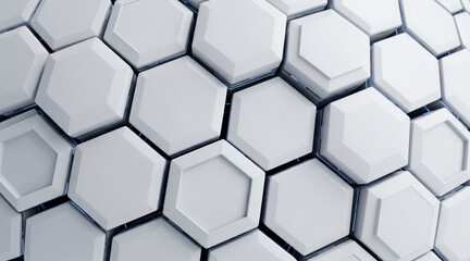 Close up abstract white honeycomb pattern background three dimensional rendering hexagonal geometric shape texture modern design backdrop