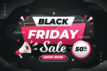 flat vector design illustration black friday sale with megaphone