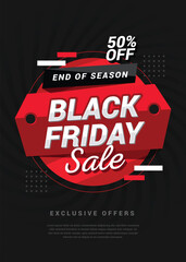 flat vector design illustration black friday flyer template