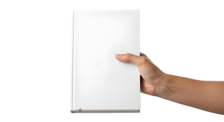 Hand Holding a Blank White Book graphic design