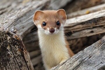 Charming Long-Tailed Weasel Amongst Nature's Wilderness: A Cute Mammal in its Wildlife Habitat