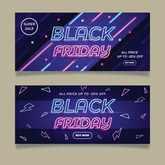 neon black friday banners vector design illustration