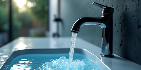 water flowing from faucet