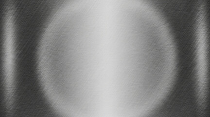 Brushed metal texture background featuring vertical grain lines and a bright central highlight creating a dramatic reflective stainless steel surface