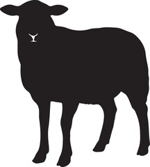 Silhouette of a standing sheep on a white background animal farm also transparent background