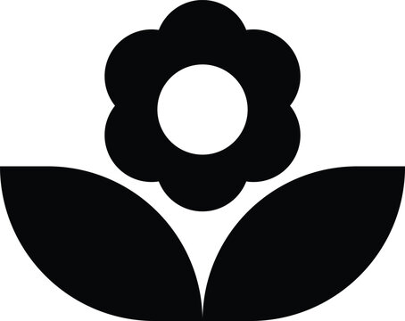 Minimalist Flower Icon: A Black and White Abstract Nature Symbol