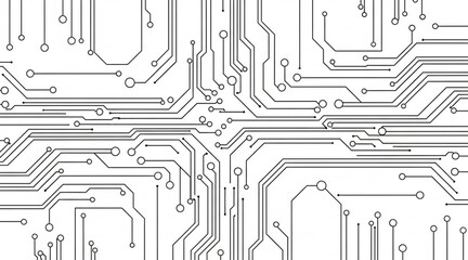 Technical drawing showing symmetrical black and white line art diagram representing complex electronic circuit board architecture and pathways layout.