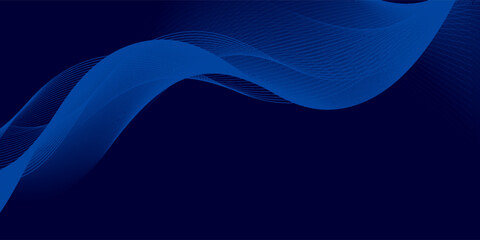Flowing dark blue curve shape with soft gradient vector abstract background, relaxing and tranquil art, can illustrate health medical or sound of music.