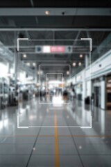 Blurred airport terminal with focus frame overlay