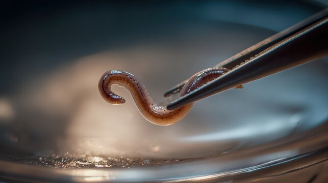 Close-Up of Anisakis Worm Discovered on Fresh Fish in Domestic Kitchen Setting