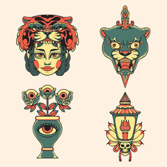 old school tattoo design vector illustration