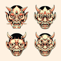 Japanese mask set vector design vector illustration
