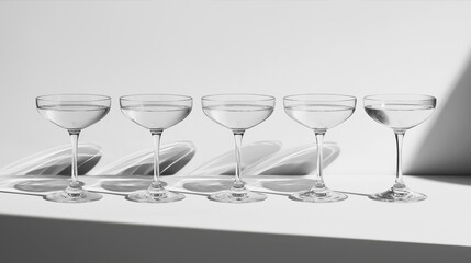 Minimalist Coupe Glasses in Bright Sunlight